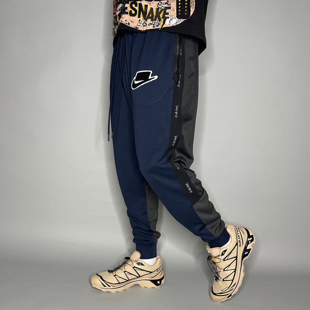 Vintage Y2K Nike Sweatpants Mens L Navy Blue White Black Swoosh Joggers